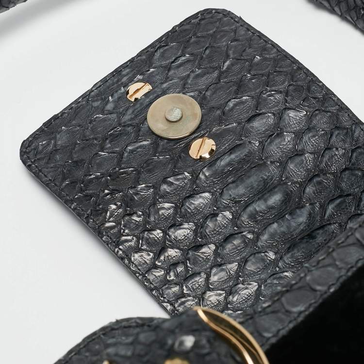 Pre Owned Versace Navy Blue Fur and Python Medusa Shoulder Bag