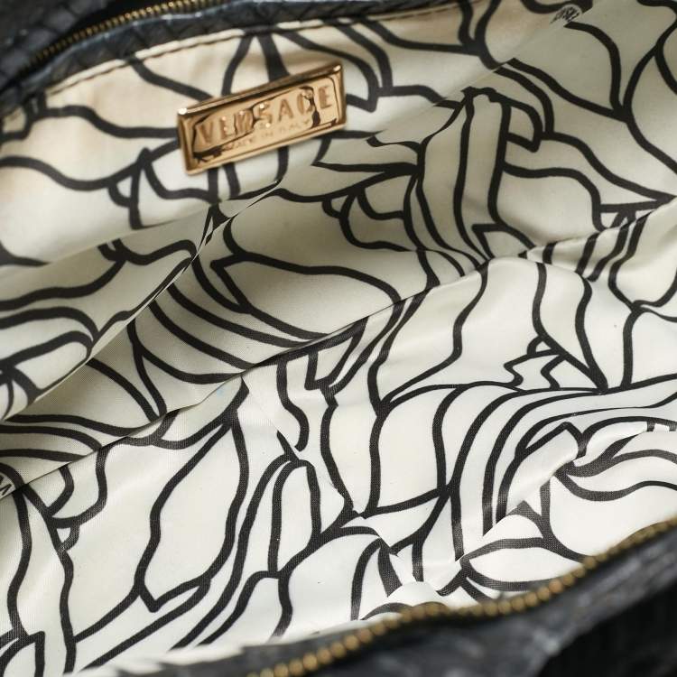 Pre Owned Versace Navy Blue Fur and Python Medusa Shoulder Bag
