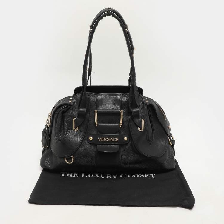 Pre Owned Versace Black Leather Satchel