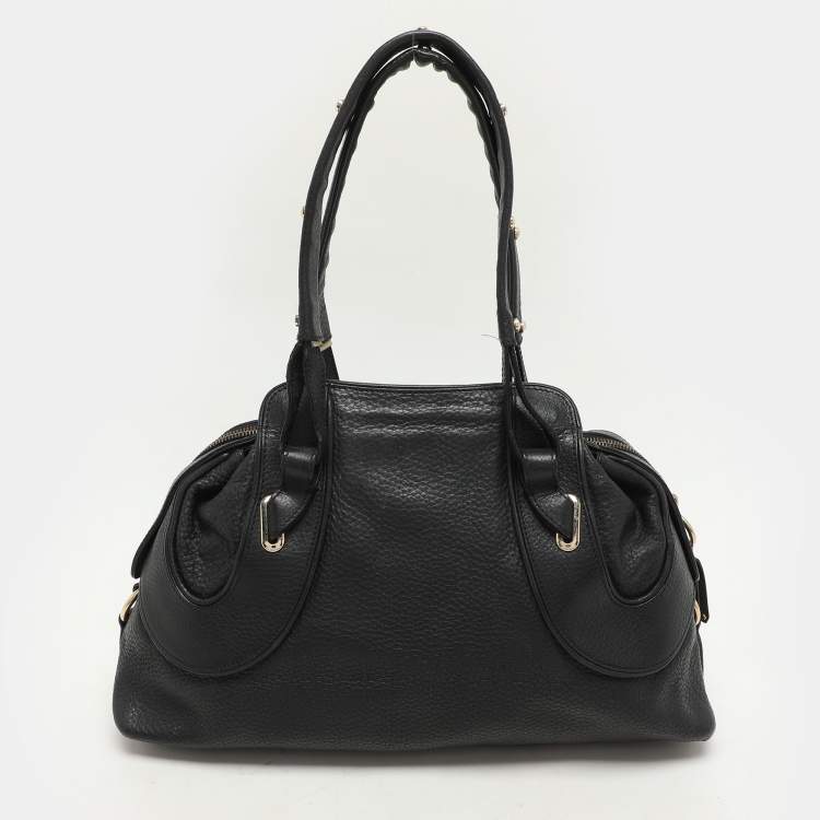 Pre Owned Versace Black Leather Satchel