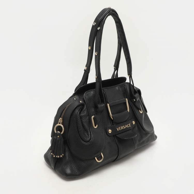 Pre Owned Versace Black Leather Satchel