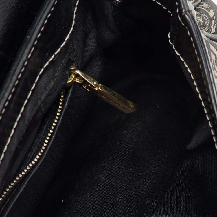 Pre Owned Versace Black Signature Canvas and Leather Vintage Medusa Shoulder Bag