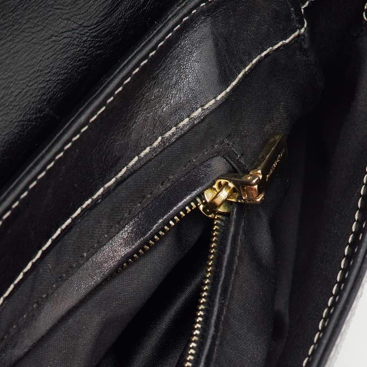 Pre Owned Versace Black Signature Canvas and Leather Vintage Medusa Shoulder Bag