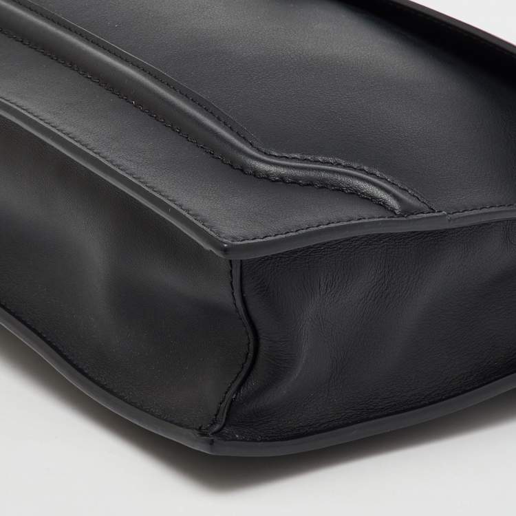 Pre Owned Versace Black Leather Medusa Flap Pouch Clutch