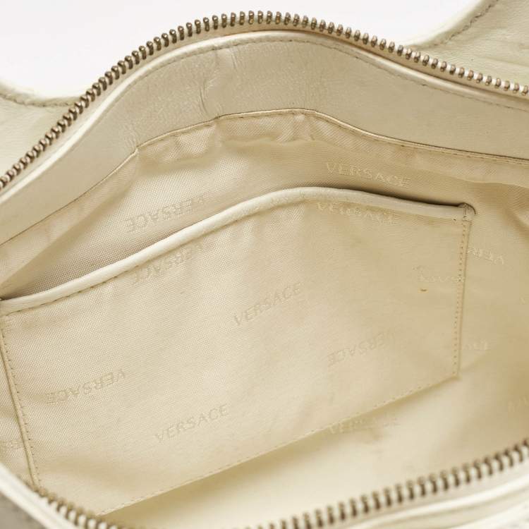 Pre Owned Versace White Quilted Patent Leather Satchel
