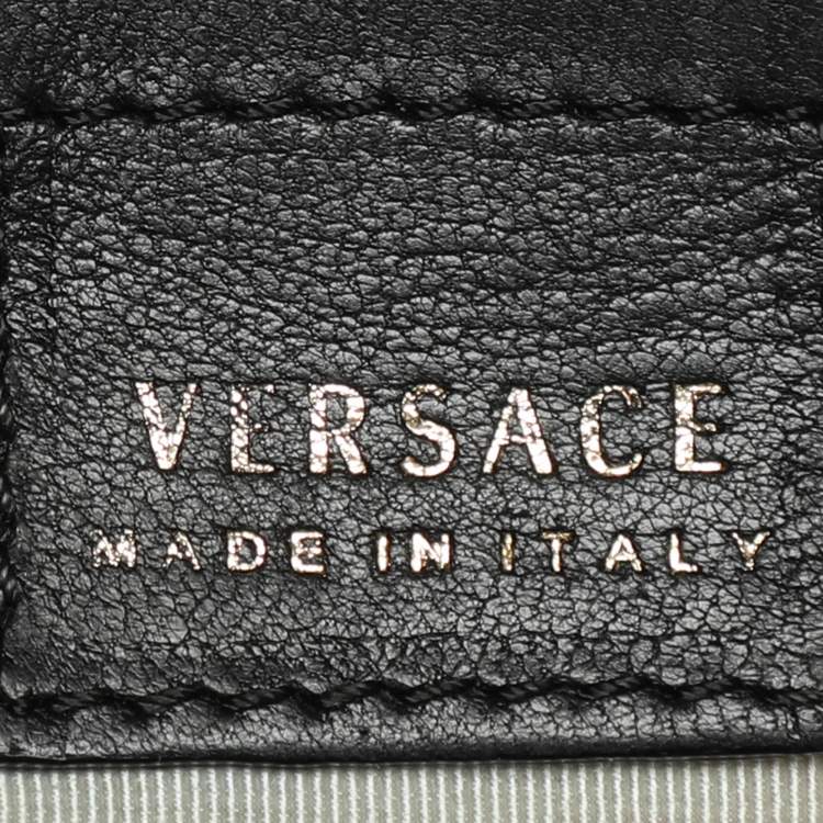 Pre Owned Versace Black Leather and Patent Leather Vanitas Tote