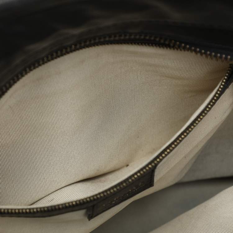 Pre Owned Versace Black Leather and Patent Leather Vanitas Tote