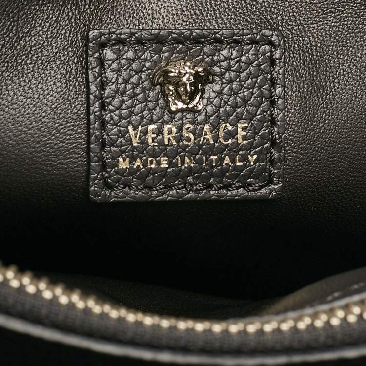 Pre Owned Versace Black Leather La Medusa Tote