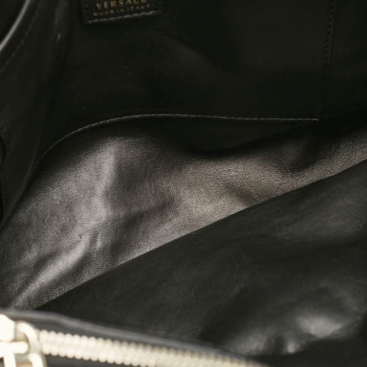 Pre Owned Versace Black Leather La Medusa Tote