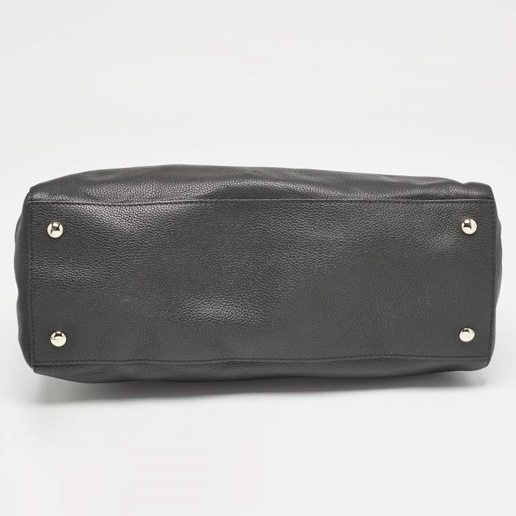 Pre Owned Versace Black Leather La Medusa Tote