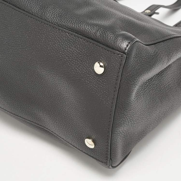 Pre Owned Versace Black Leather La Medusa Tote
