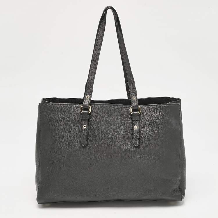 Pre Owned Versace Black Leather La Medusa Tote
