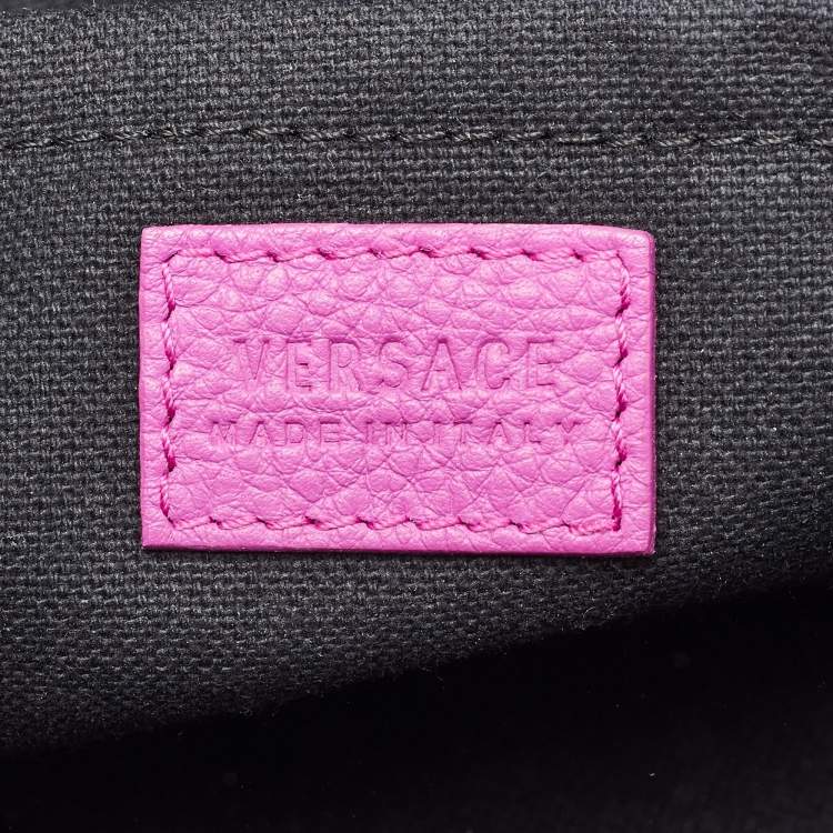 Pre Owned Versace Pink Leather Palazzo Medusa Boston Bag
