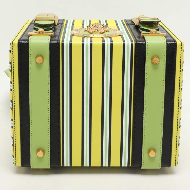 Pre Owned Versace Multicolor Striped Leather Medusa Vanity Box