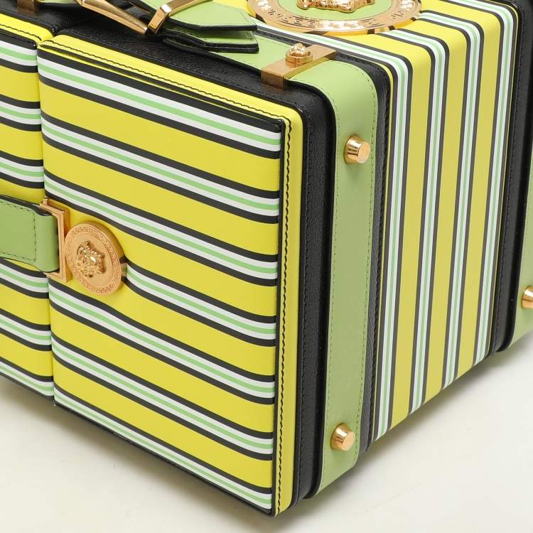 Pre Owned Versace Multicolor Striped Leather Medusa Vanity Box