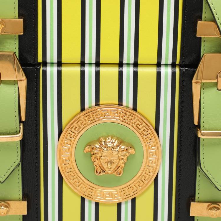 Pre Owned Versace Multicolor Striped Leather Medusa Vanity Box