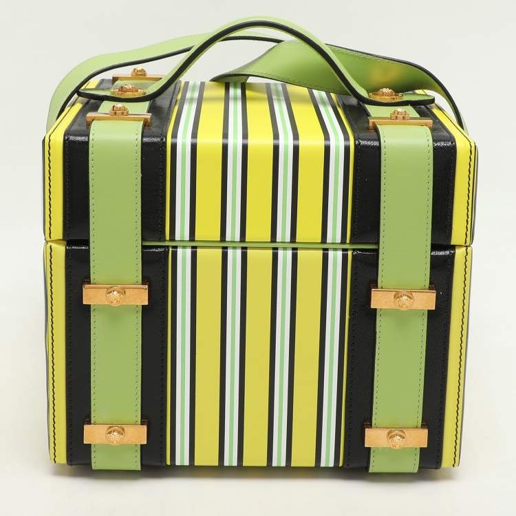 Pre Owned Versace Multicolor Striped Leather Medusa Vanity Box
