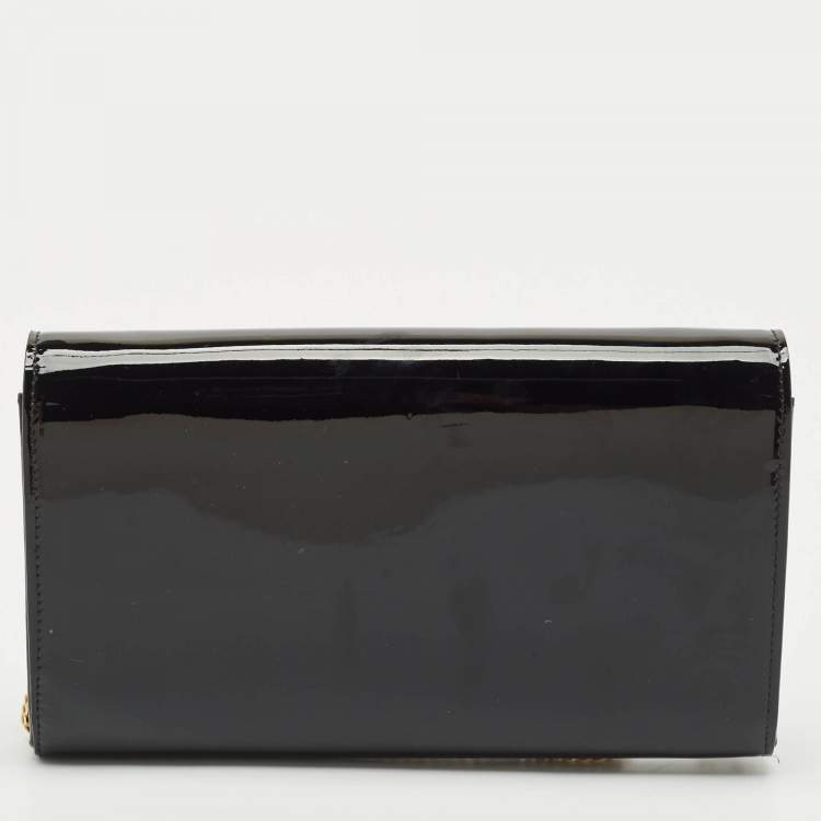Pre Owned Versace Black Patent Leather La Medusa Chain Clutch