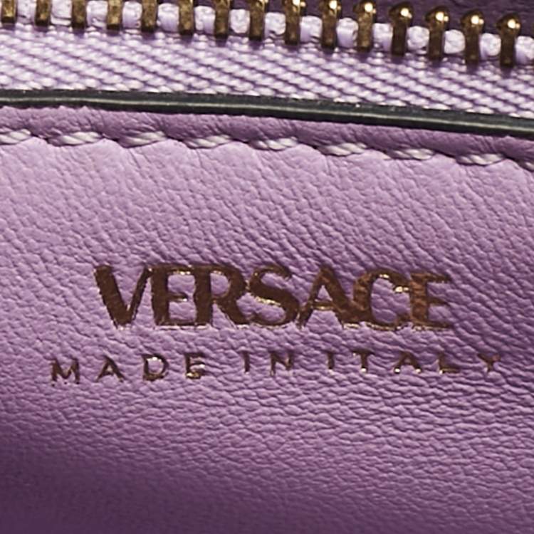 Pre Owned Versace Blue Leather La Medusa Top Handle Bag