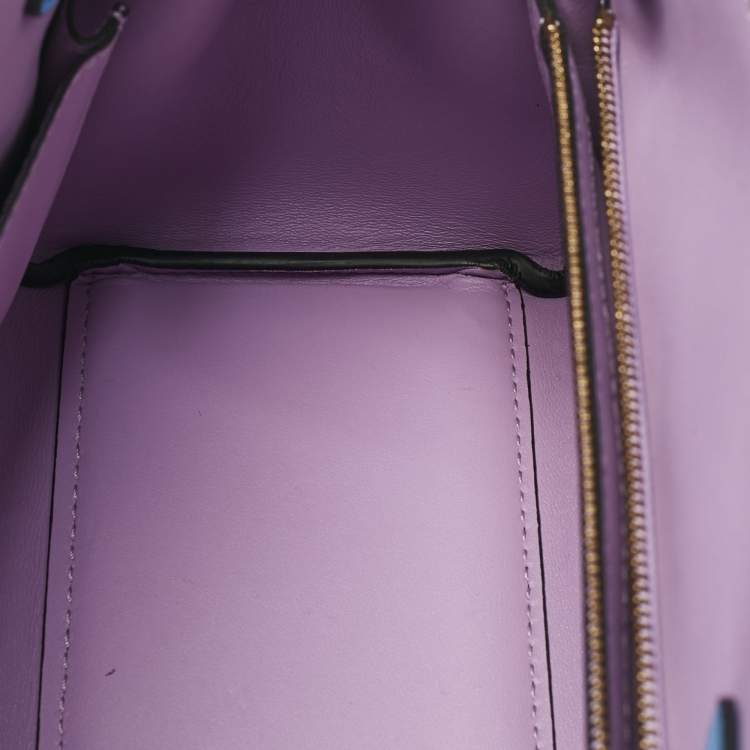 Pre Owned Versace Blue Leather La Medusa Top Handle Bag