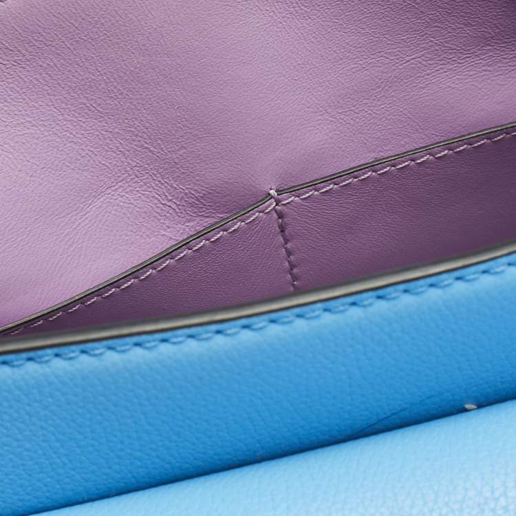 Pre Owned Versace Blue Leather La Medusa Top Handle Bag