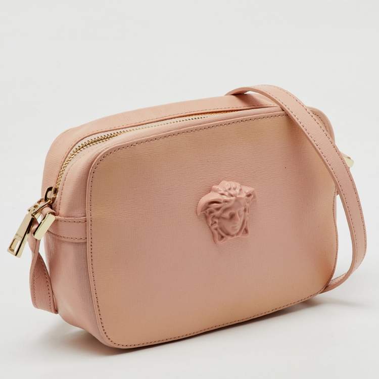 Pre Owned Versace Light Pink Leather Medusa Palazzo Camera Crossbody Bag