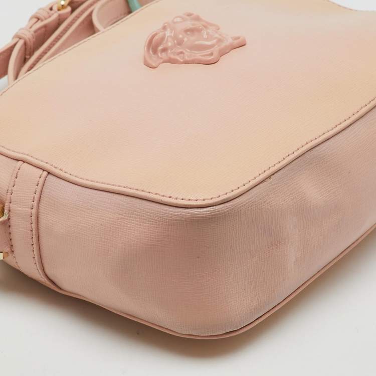 Pre Owned Versace Light Pink Leather Medusa Palazzo Camera Crossbody Bag