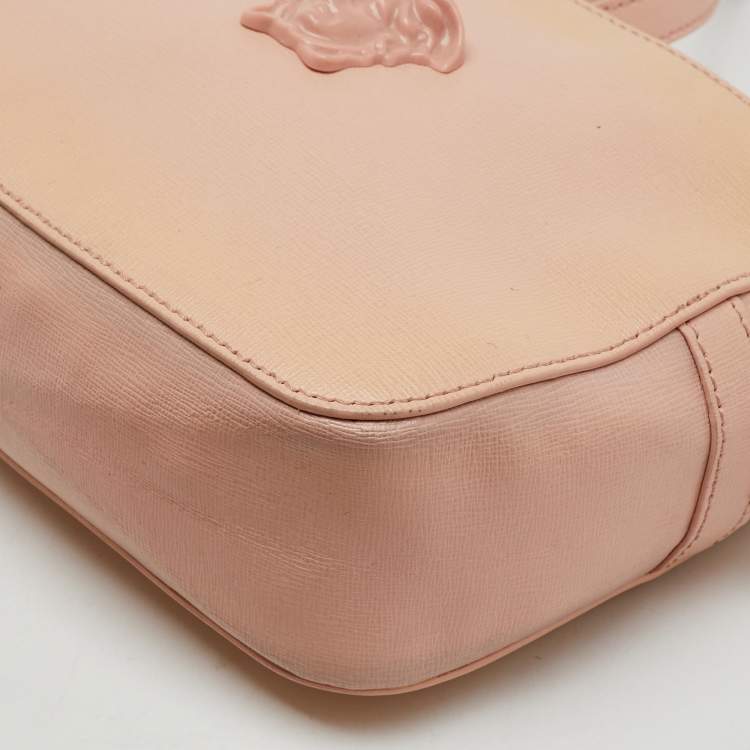Pre Owned Versace Light Pink Leather Medusa Palazzo Camera Crossbody Bag