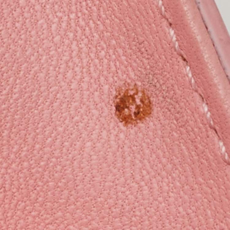 Pre Owned Versace Coral Pink Patent Leather Medusa Flap Continental Wallet On Strap