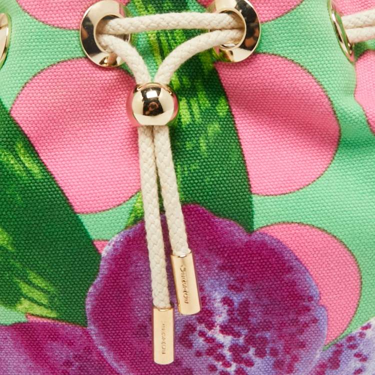 Pre Owned Versace Multicolor Printed Canvas Drawstring Shoulder Bag 