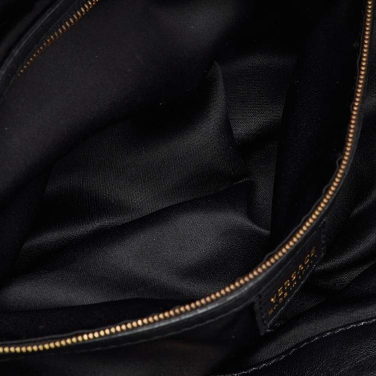 Pre Owned Versace Black Perforated Leather Tassel Shoulder Bag