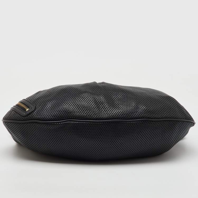 Pre Owned Versace Black Perforated Leather Tassel Shoulder Bag