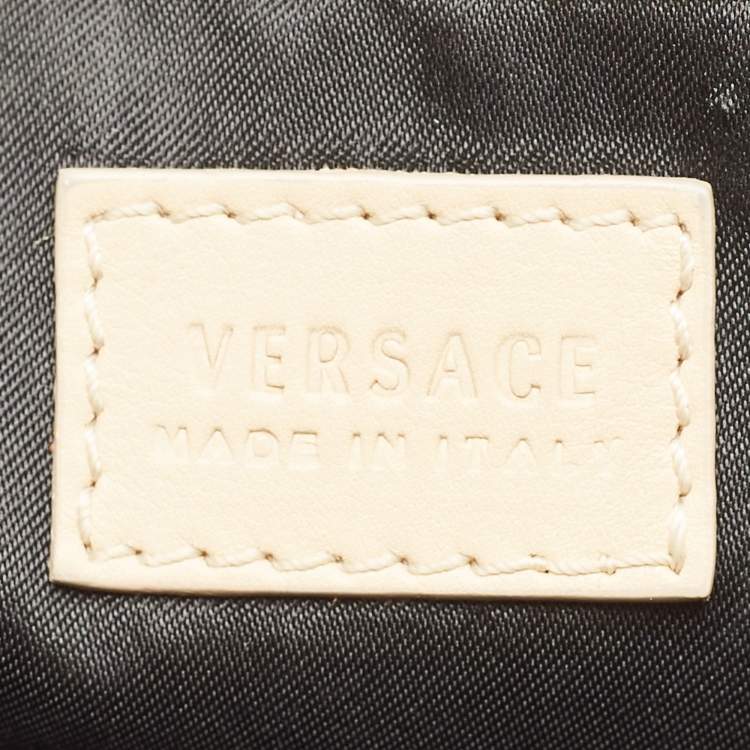 Pre Owned Versace Cream Leather Medusa Top Handle Bag
