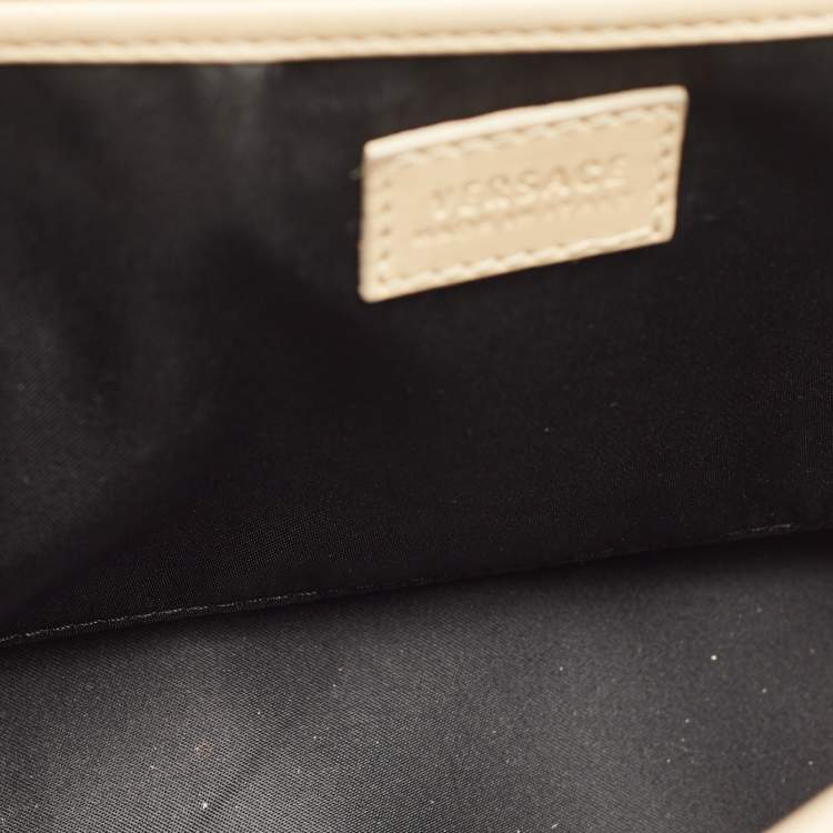 Pre Owned Versace Cream Leather Medusa Top Handle Bag