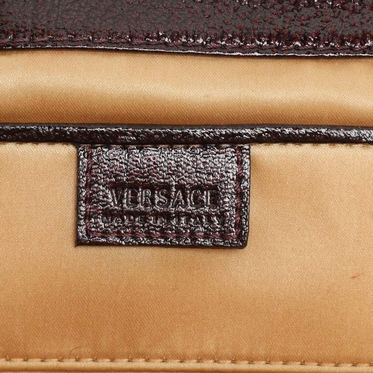 Pre Owned Versace Burgundy Calf Hair and Patent Leather Madonna Satchel