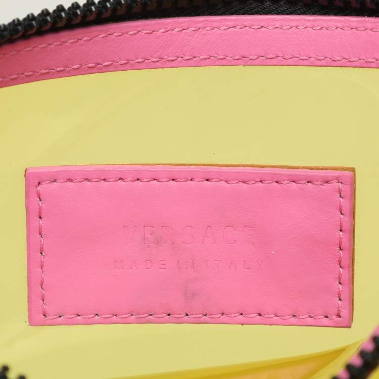 Pre Owned Versace Yellow/Pink Clear PVC Logo Tote
