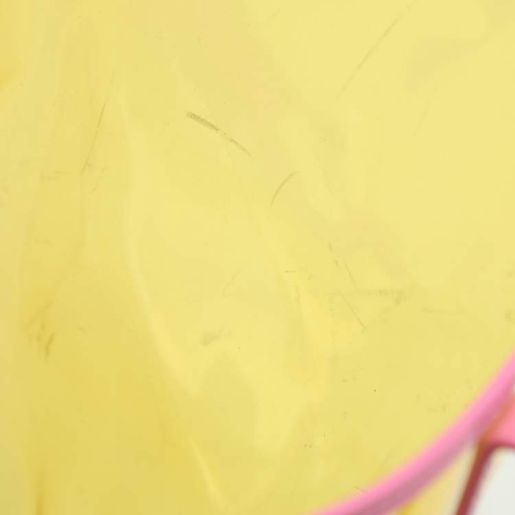 Pre Owned Versace Yellow/Pink Clear PVC Logo Tote