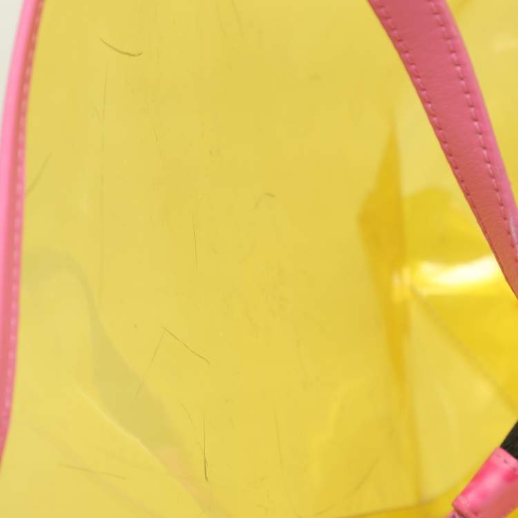 Pre Owned Versace Yellow/Pink Clear PVC Logo Tote