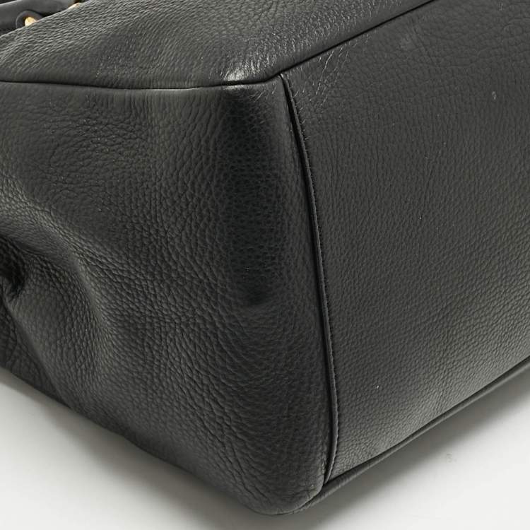 Pre Owned Versace Black Leather La Medusa Shopper Tote