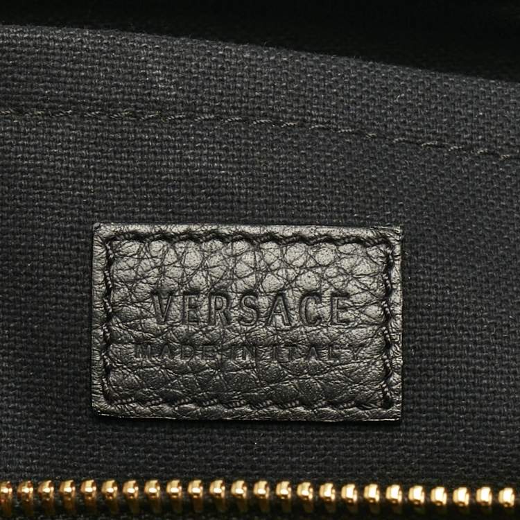 Pre Owned Versace Black Leather La Medusa Shopper Tote