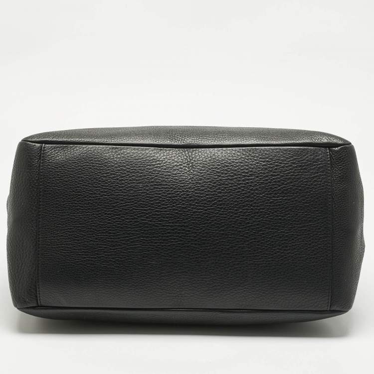 Pre Owned Versace Black Leather La Medusa Shopper Tote