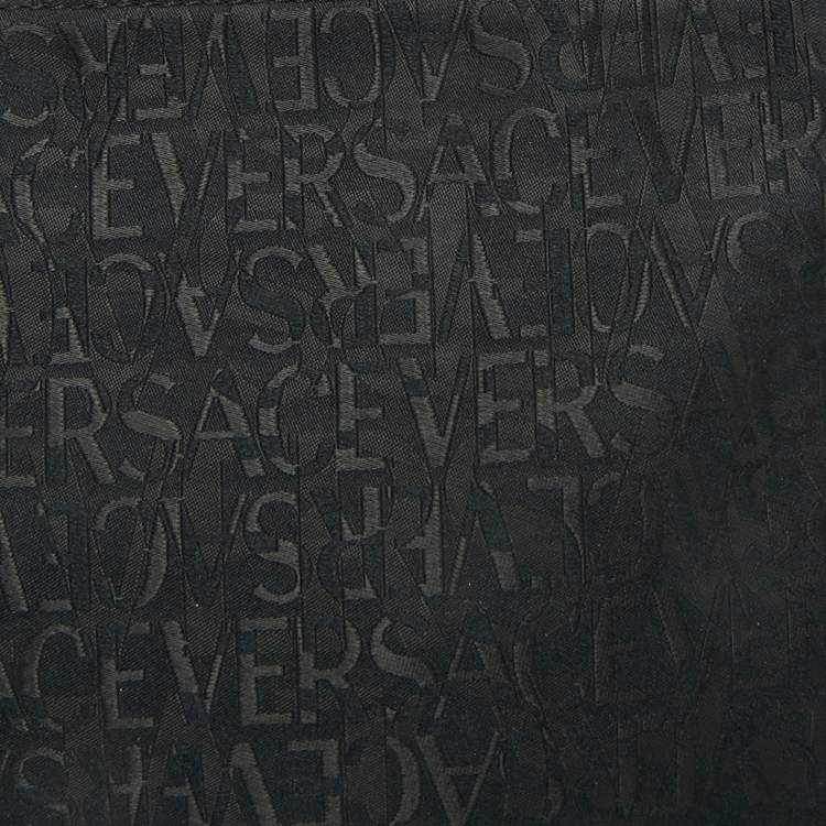 Pre Owned Versace Black Jacquard Fabric Pochette Bag