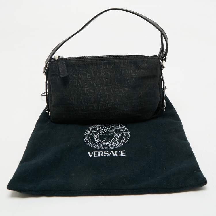 Pre Owned Versace Black Jacquard Fabric Pochette Bag
