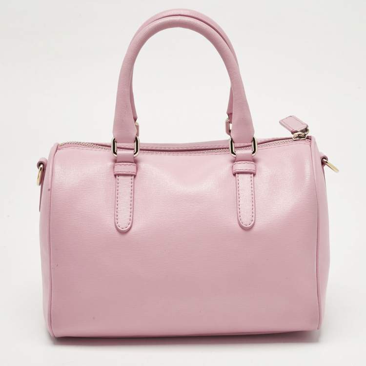 Pre Owned Versace Pink Leather Medusa Boston Bag