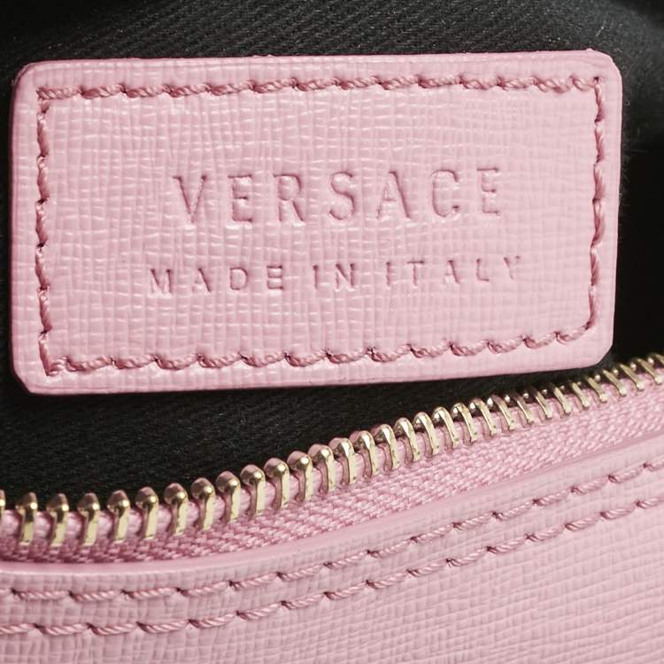 Pre Owned Versace Pink Leather Medusa Boston Bag