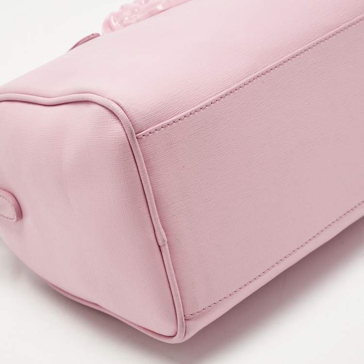 Pre Owned Versace Pink Leather Medusa Boston Bag