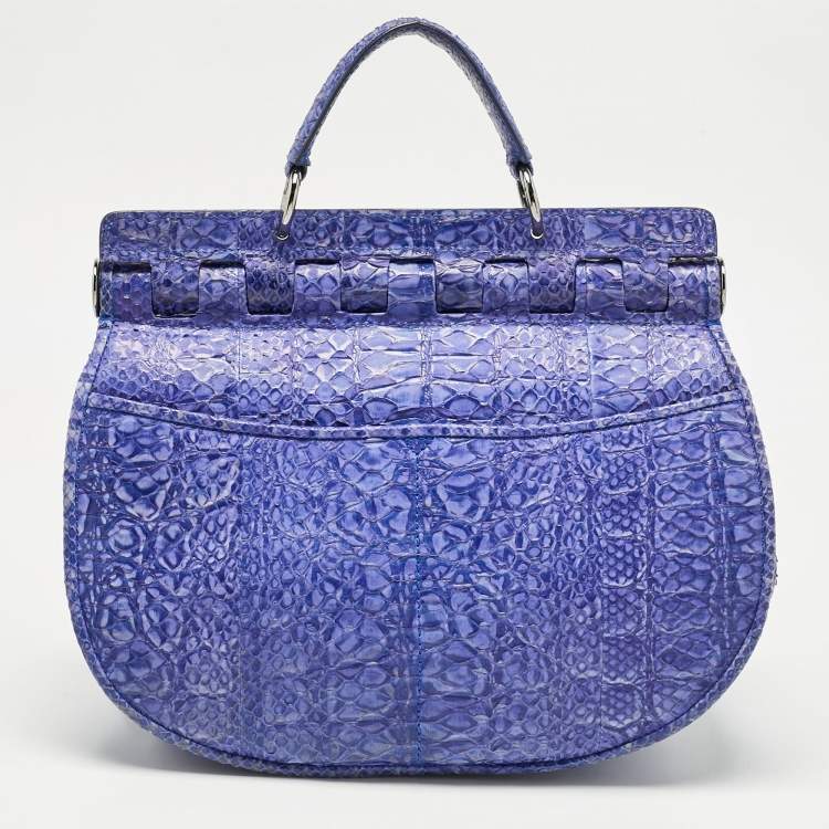 Pre Owned Versace Purple Python Top Handle Bag