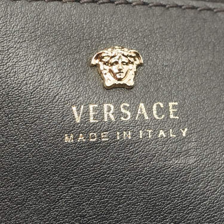 Pre Owned Versace Black Leather Drawstring Empire Palazzo Tote