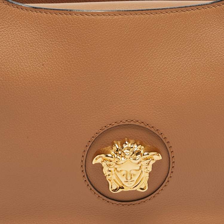 Pre Owned Versace Brown Leather La Medusa Hobo