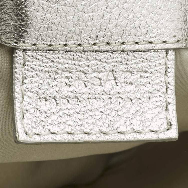 Pre Owned Versace Bluish Silver Python Frame Satchel